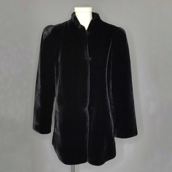 Vintage Jackets & Blazers - Vintage Sasson Black Faux Fur Teddy Bear Coat